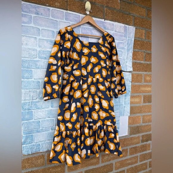 Pink Chicken New York Women's Dress in Navy mustard size medium - Picture 6 of 9